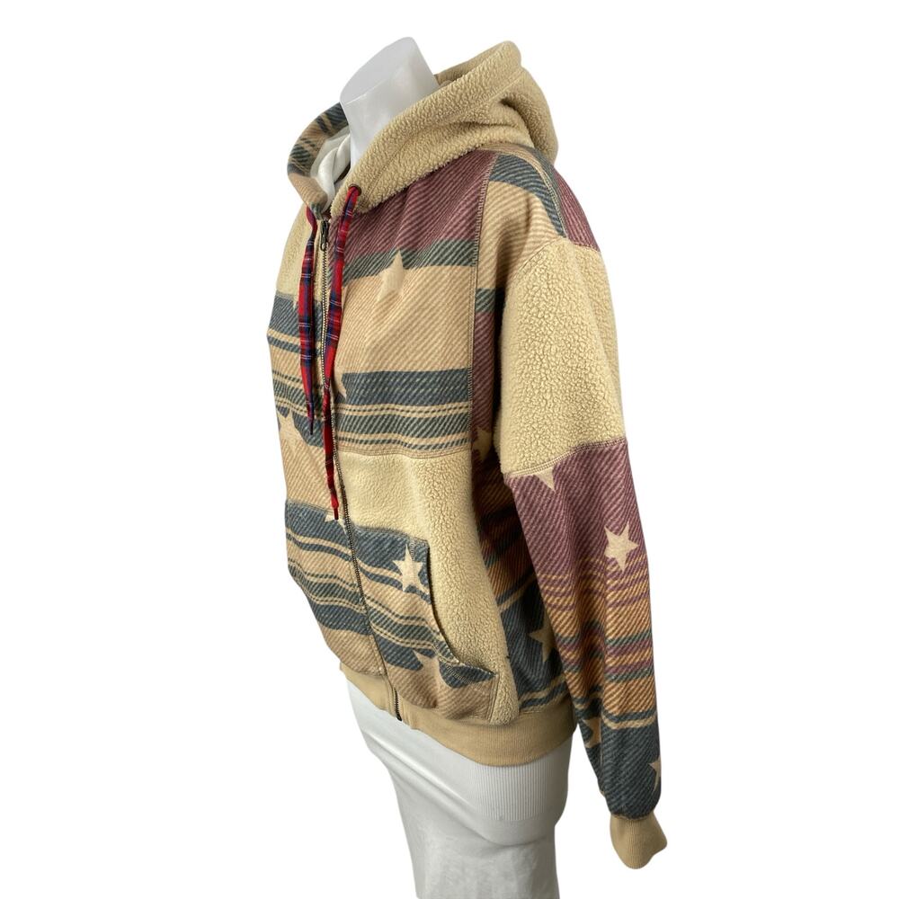 Urban Outfitters BDG Hunter Patchwork Faux Fur Athletic Hoodie Sweatshirt Top XS - Picture 3 of 6